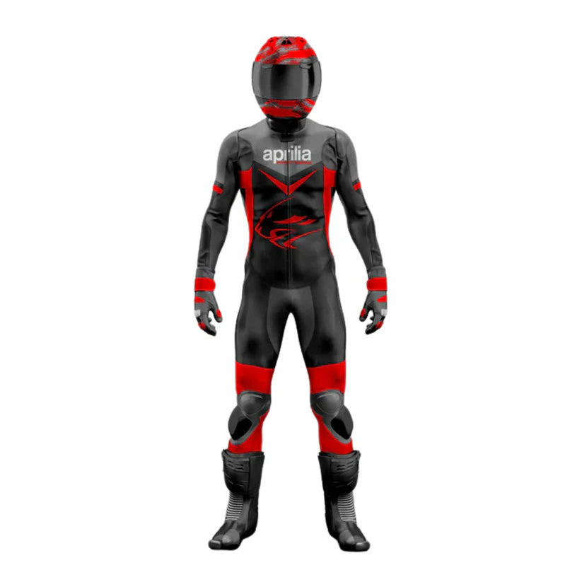 Red & Black Aprilia Motorbike Leather Suit