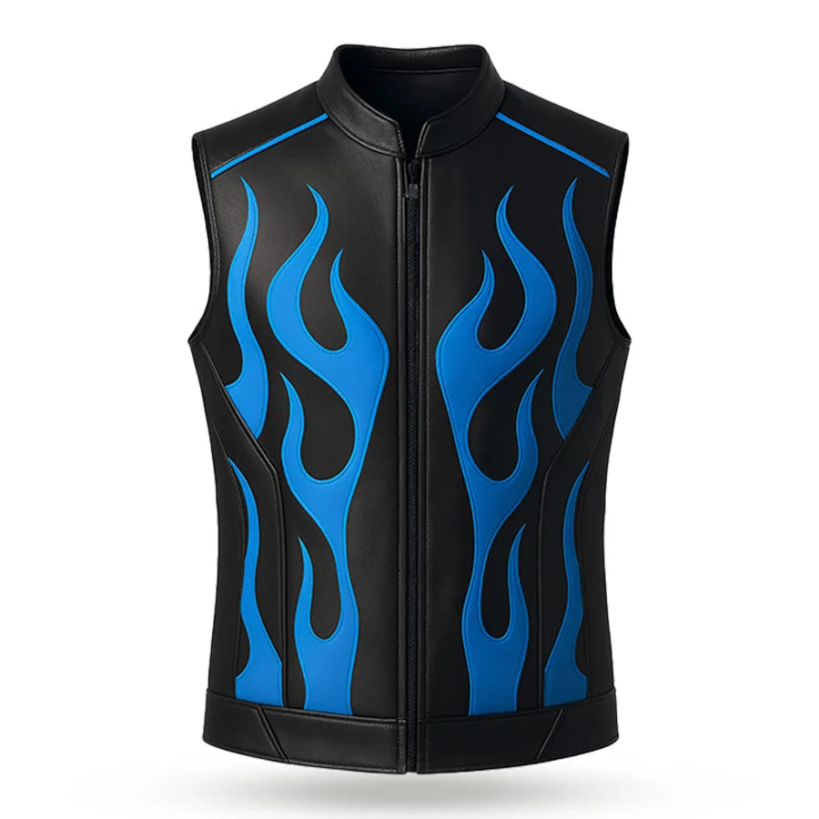 Black Blue Flamecore Motorcycle Riding & Outwear Vest – One X Forge