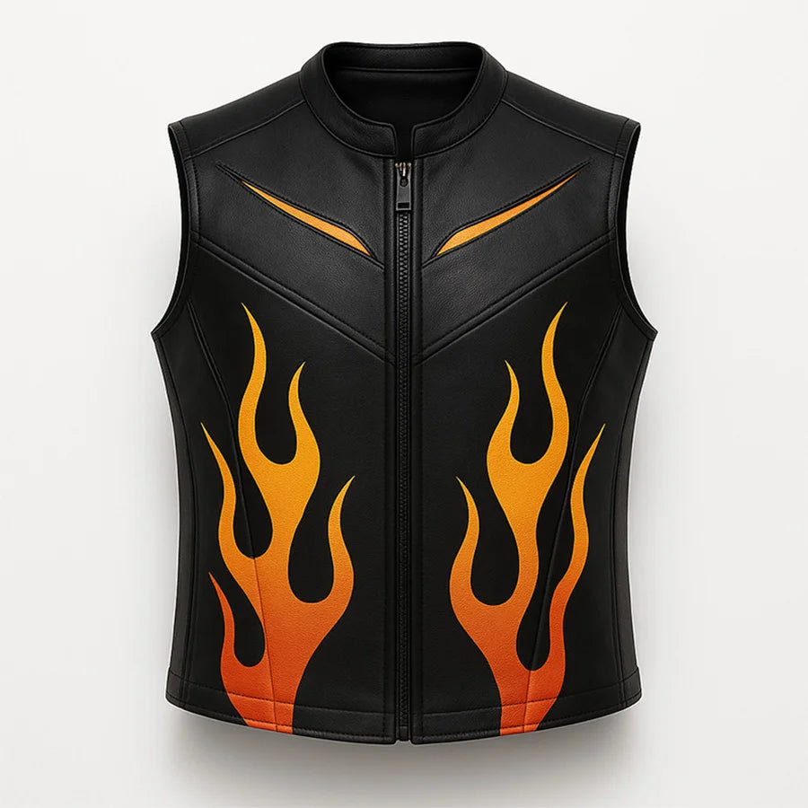 Black and Orange Yellow Flamecore Riding and Streetwear Vest – One