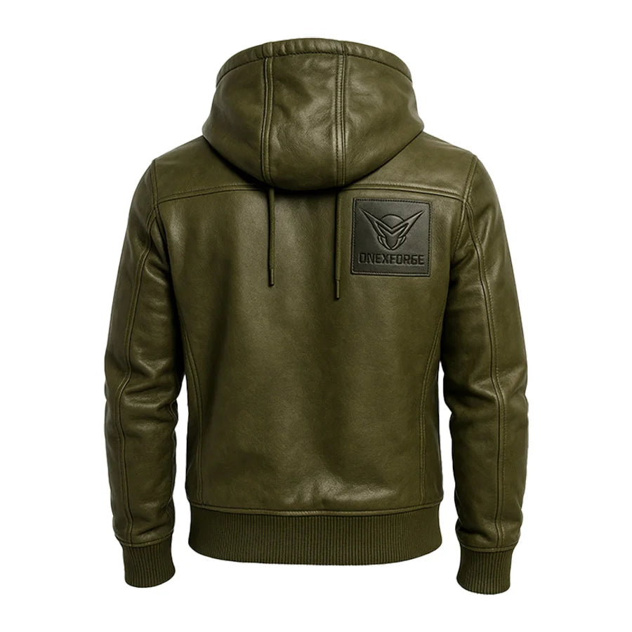 Frostline Ember Leather Hoodie