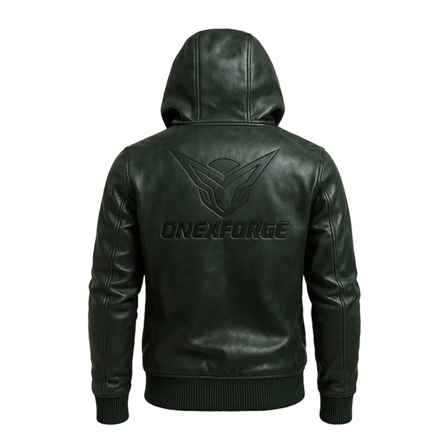 Midnight Glade Leather Hoodie