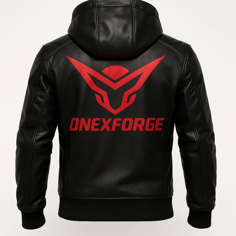 Obsidian Flux Leather Hoodie