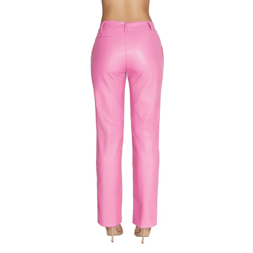 Premium Quality Ladies Pink Leather Pant