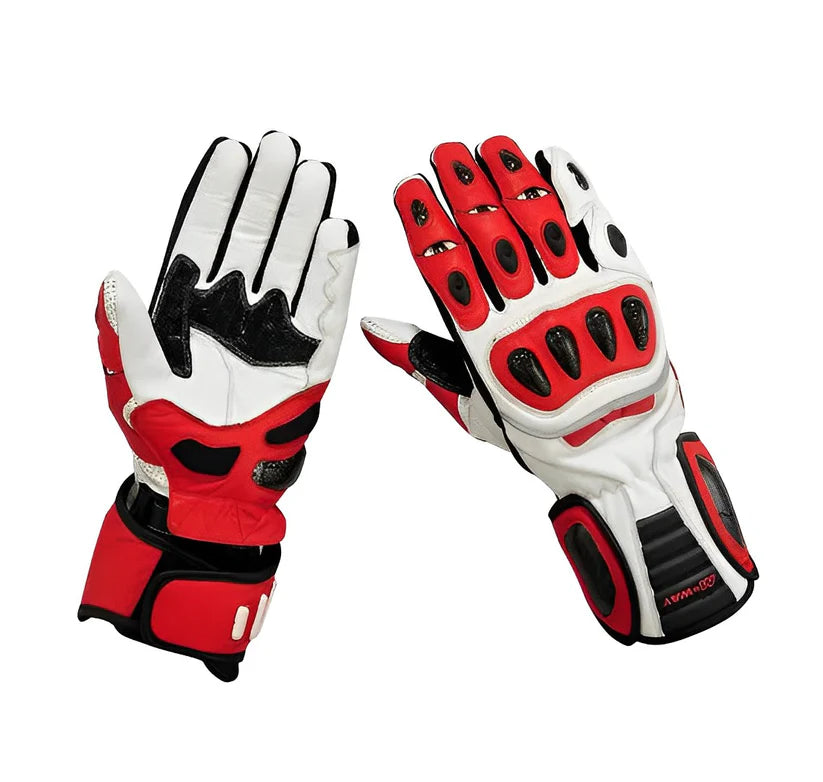1X White & Red Motorcycle Gloves