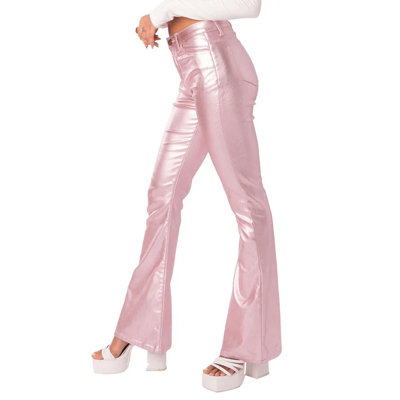 Women Sophisticated High Waist Leather Pant