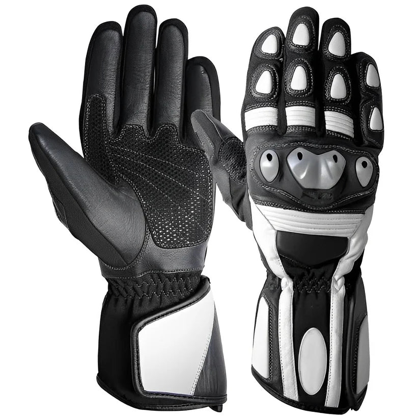 1X White & Black Motorcycle Gloves