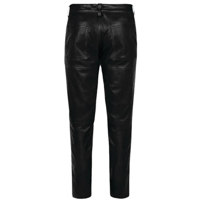 Black leather pants on a white background