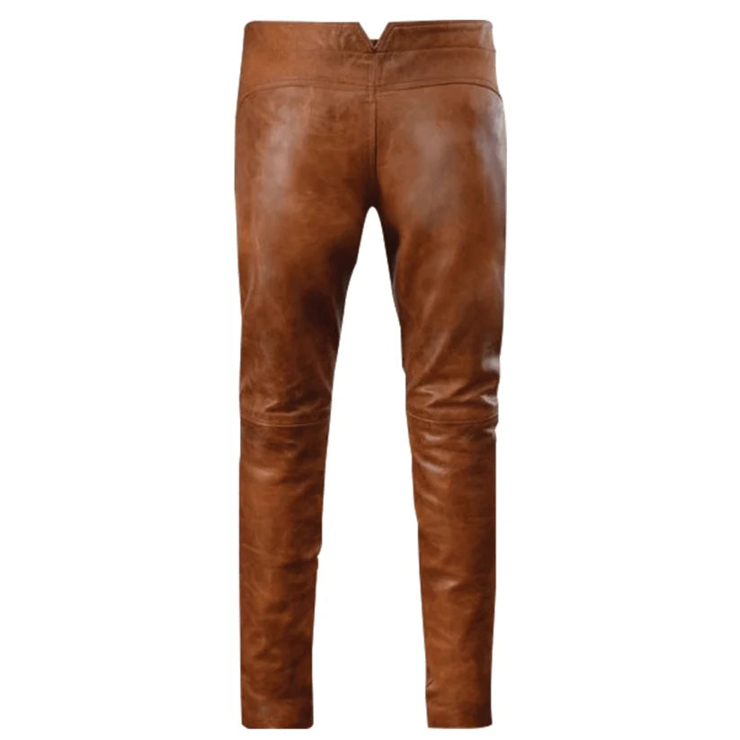 Brown leather pants on a white background