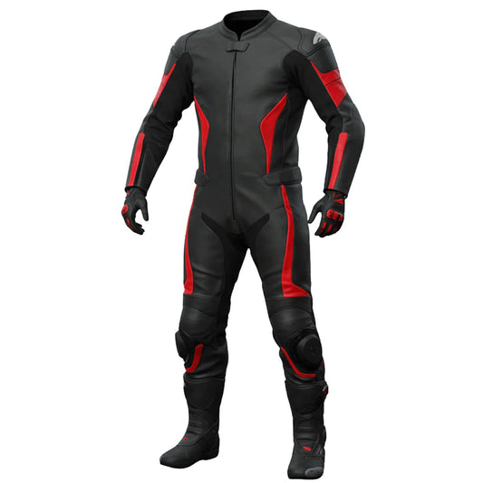 Premium Black & Red Motorcycle Leather Suit