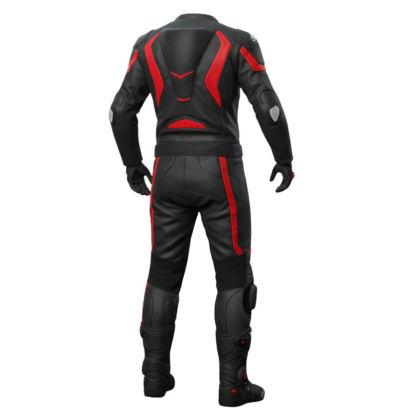 Premium Black & Red Motorcycle Leather Suit