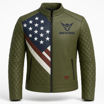 USA Flag Forest Quilted Jacket