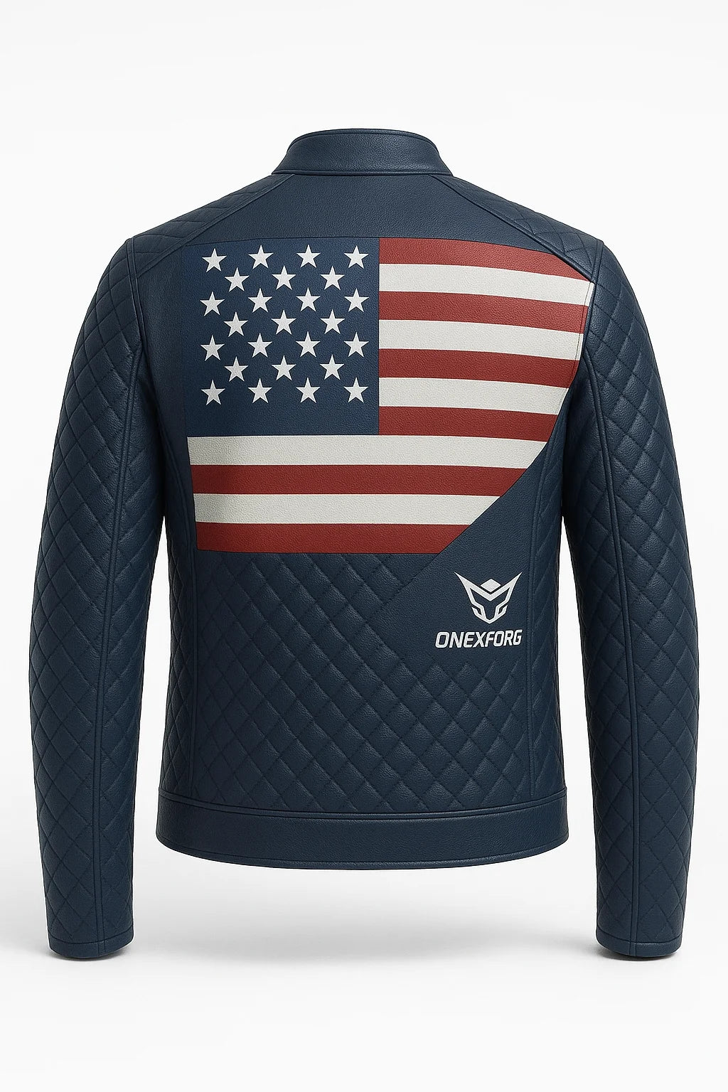 American Flag Quilted Leather Jacket