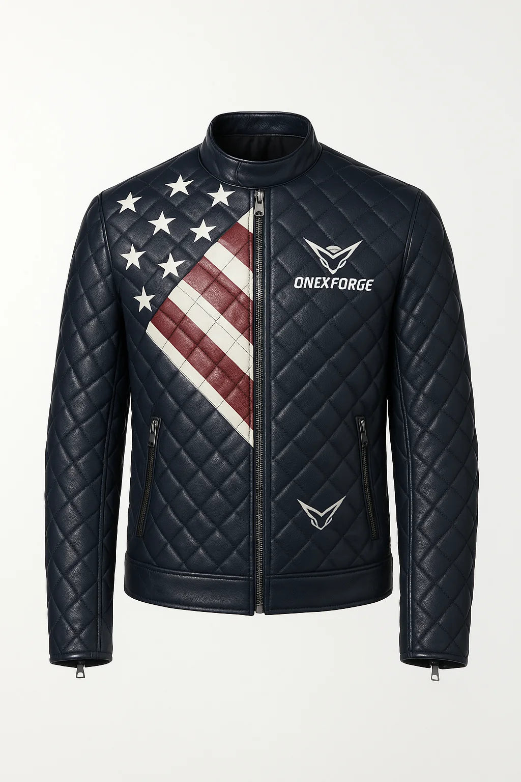 American Flag Quilted Leather Jacket