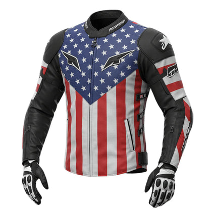 American Flag Leather Motorcycle Jacket