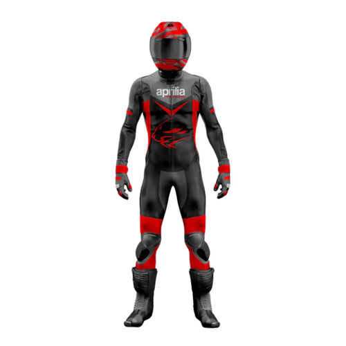 Red & Black Aprilia Motorbike Leather Suit