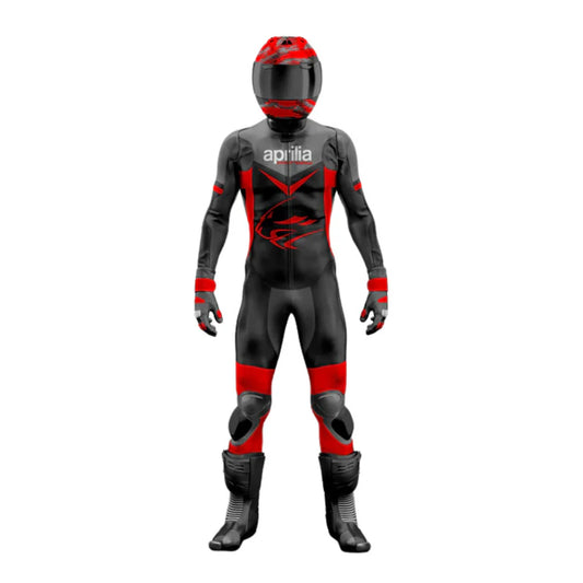 Red & Black Aprilia Motorbike Leather Suit