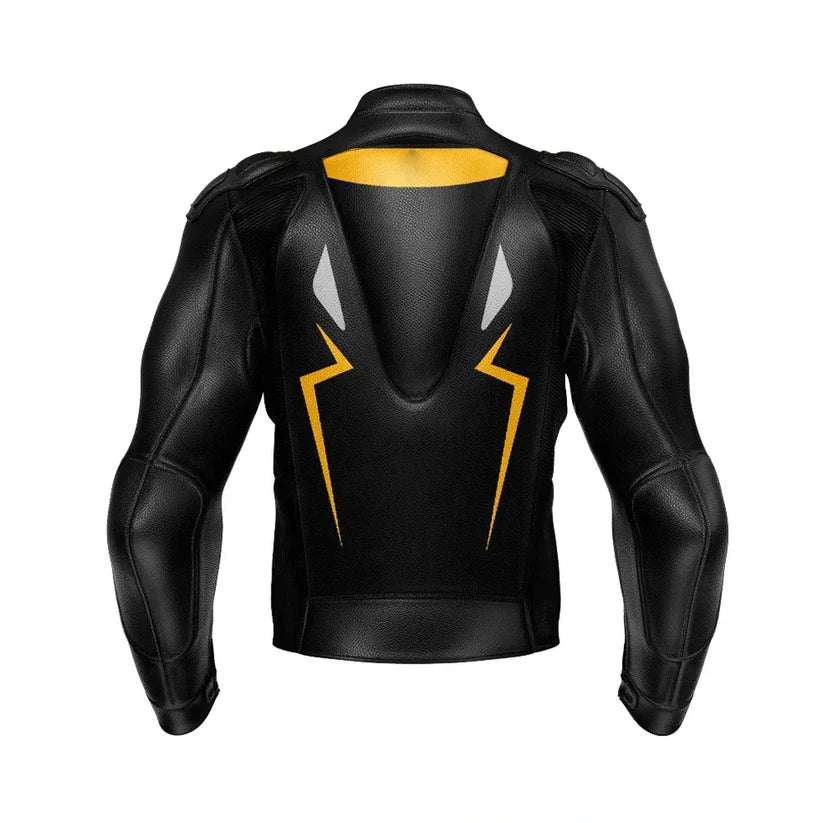 Yellow Black Leather Motorcycle Jacket