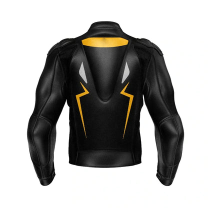 Yellow Black Leather Motorcycle Jacket