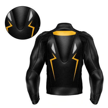 Yellow Black Leather Motorcycle Jacket