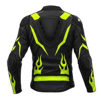 Motorcycle Leather Jacket with Neon Accents