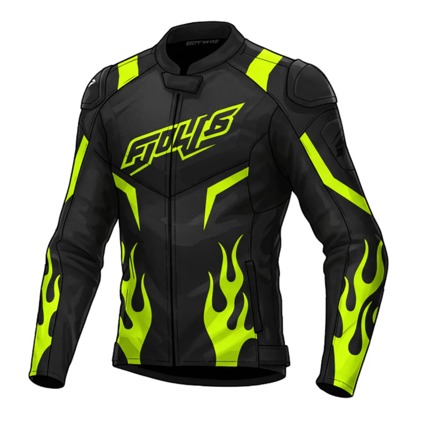 Neon Accent Motorcycle Leather Jacket