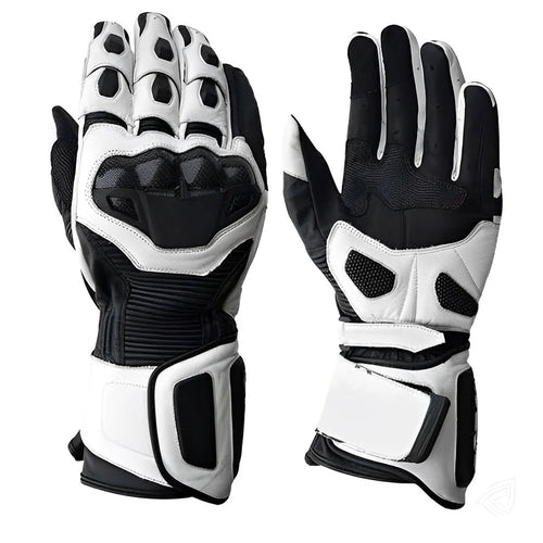 1X White & Black Motorcycle Gloves