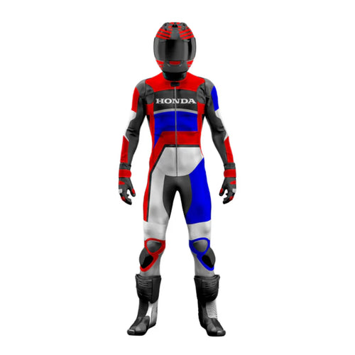 One X Black & Red Honda Motorcycle Leather Racing Suit