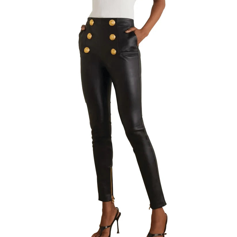 Comfortable Women's Stretch Leather Pant