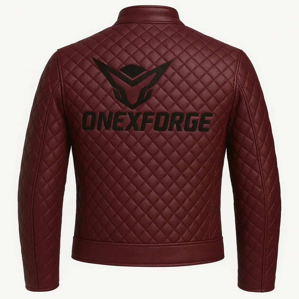 Deep Burgundy Quilted Moto Jacket