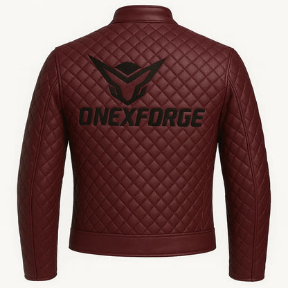 Deep Burgundy Quilted Moto Jacket