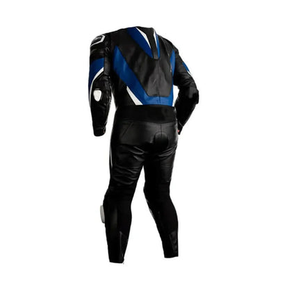 Men Black White and Blue Line Motorcycle Race Suit