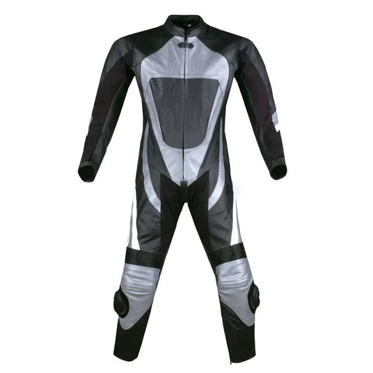 1X Silver & Black Motorcycle Leather Suit