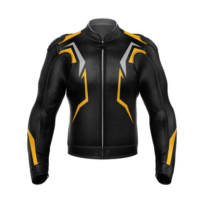 Yellow Black Leather Motorcycle Jacket