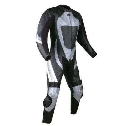 1X Silver & Black Motorcycle Leather Suit