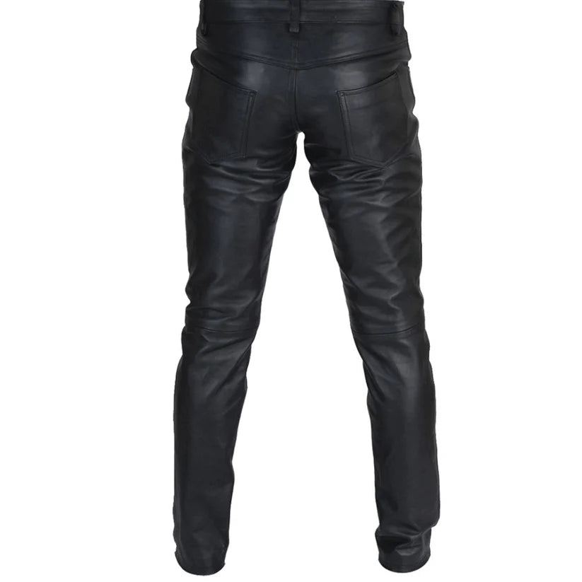 Black leather pants on a white background