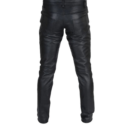 Black leather pants on a white background