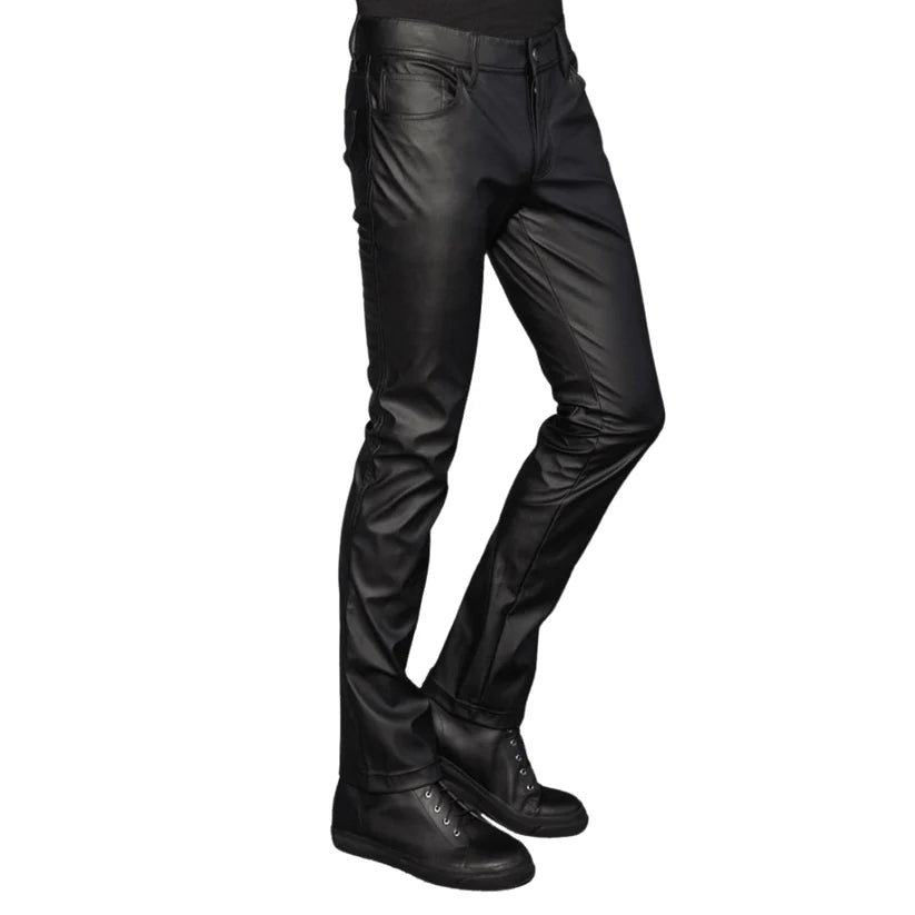 Black leather pants on a white background