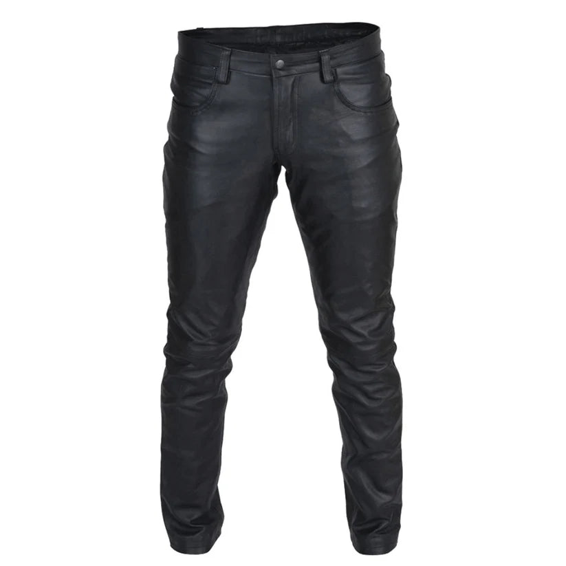Black leather pants on a white background