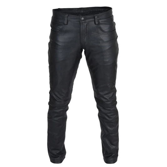 Black leather pants on a white background