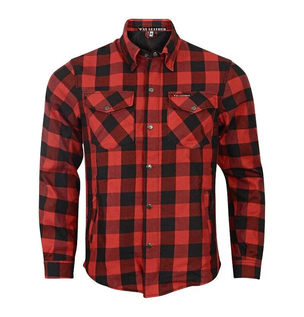 Red Motorcycle Protective Aramid Lined Shirt