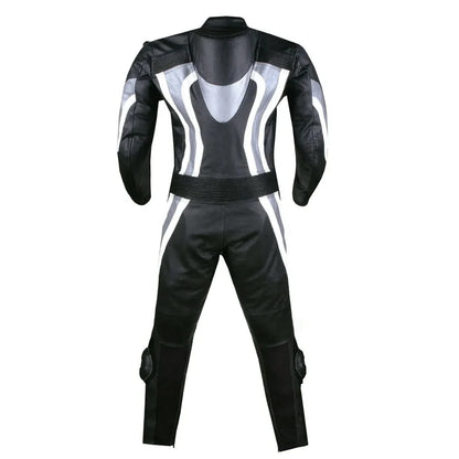 1X Silver & Black Motorcycle Leather Suit