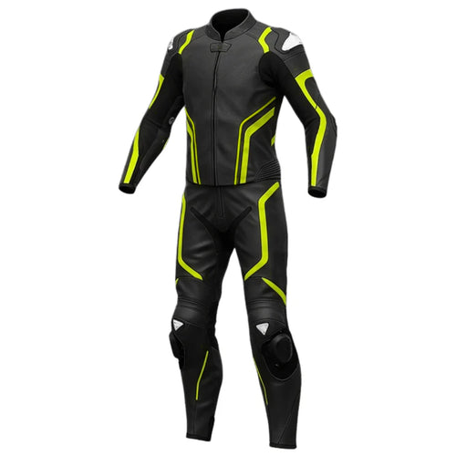 Neon Yellow Motorcycle Leather Race Suit
