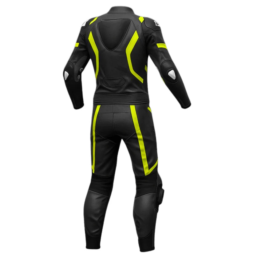 Neon Yellow Motorcycle Leather Race Suit