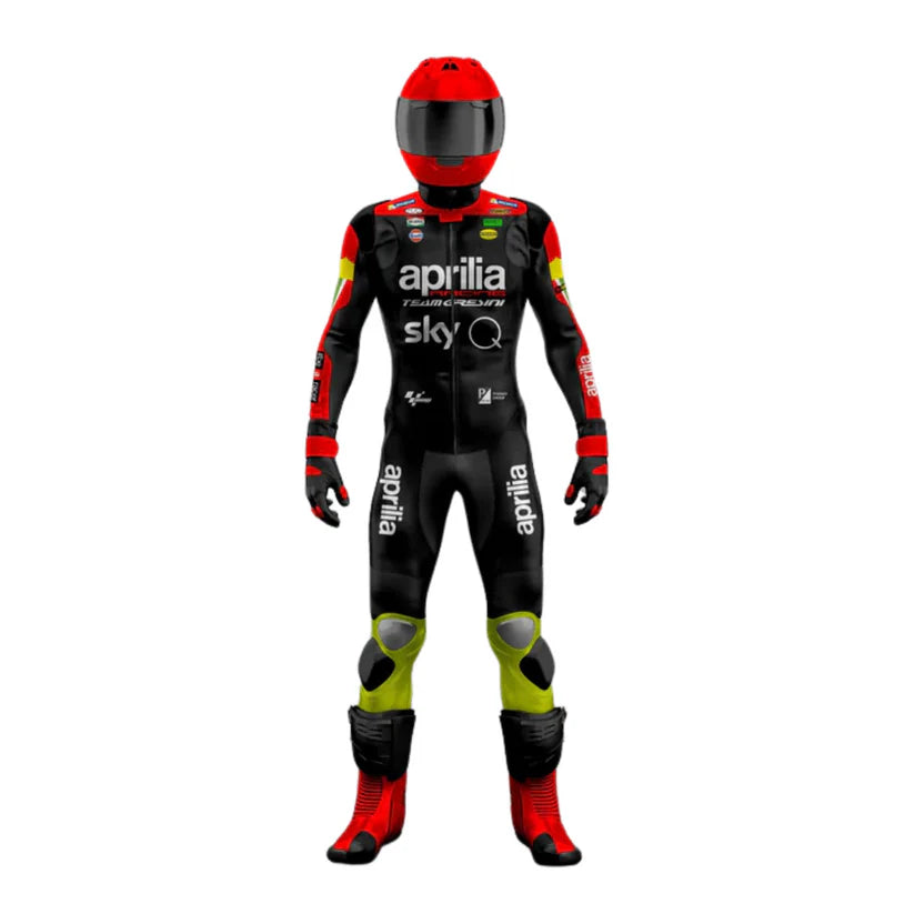 Motor racing suit with helmet on a white background