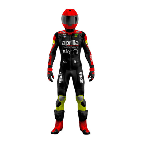 Motor racing suit with helmet on a white background