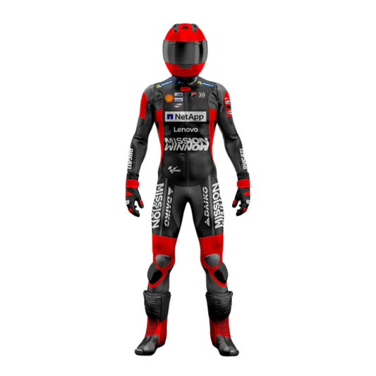 Motor racing suit with helmet on a white background