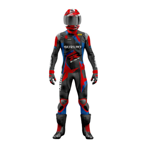 One X Red & Black Suzuki Motorbike Racing Leathers Suit