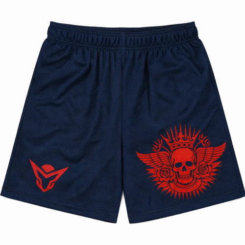 Crimson Skull Deep Navy Shorts