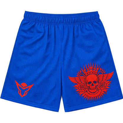 Crimson Skull Royal Blue Mesh Shorts