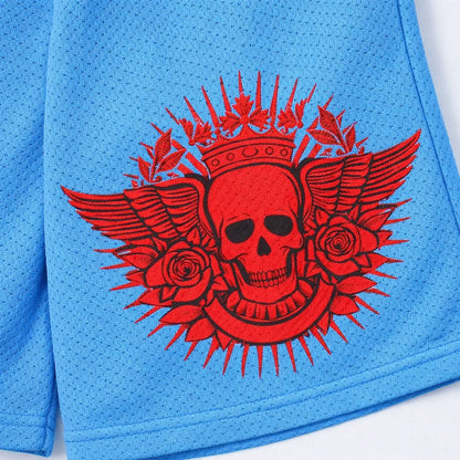 Crimson Skull Sky Blue Shorts